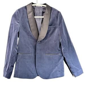 Zara Velvet Shawl Tuxedo Steel Blue Blazer Men/ Boys 13-14Y